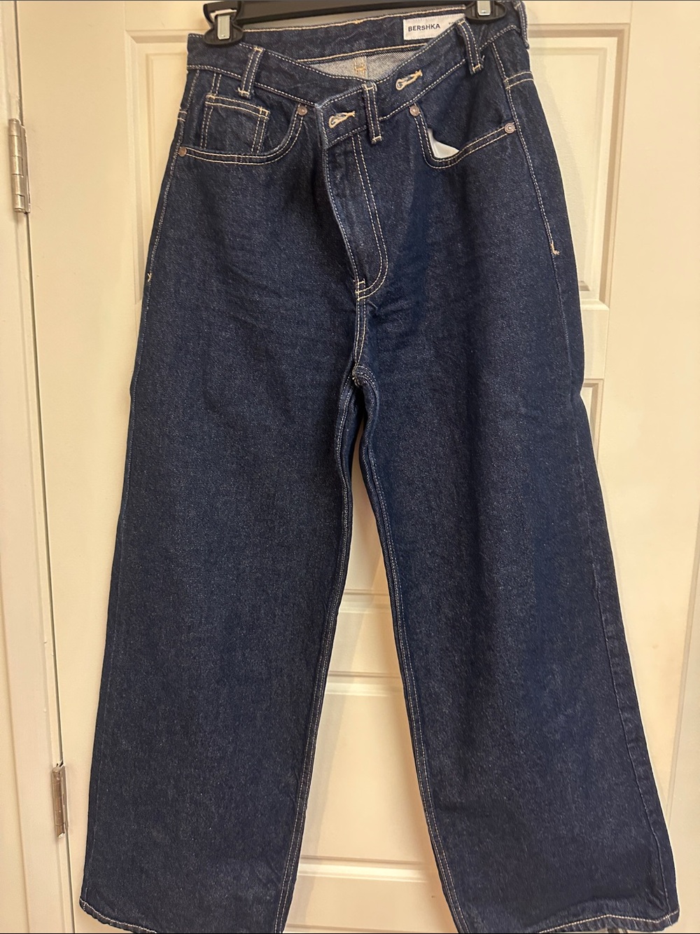 Bershka Deep Blue Relaxed Wide-Leg Jeans